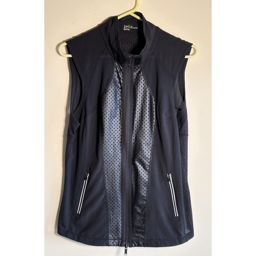 ZELLA Faux Leather Vest Black Mesh Women's Stretch Activewear XL